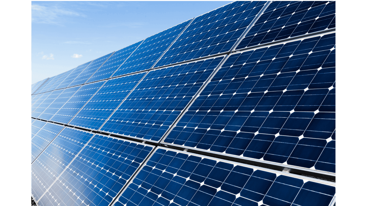 Detailed view of blue solar panel grid array
